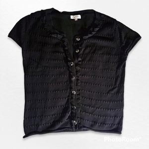 Carducci womens button up black lace sweater L